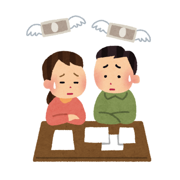 在宅介護には思ったよりもお金がかかり、困った様子の夫婦のイメージ画像