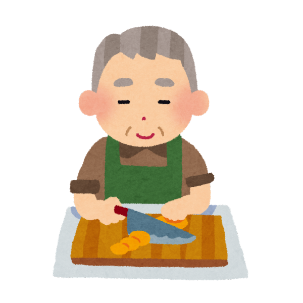 介護サービスを受けてから変わるお年寄りもいる。自分で料理をするようになったおじいちゃんのイメージ画像