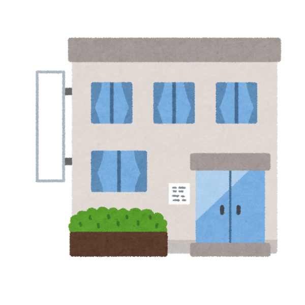 お年寄りが通うデイサービスセンターをイメージした建物の画像。
