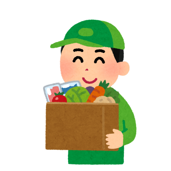 要支援のお宅に食料品の買い出しの支援をする男性のイメージ画像