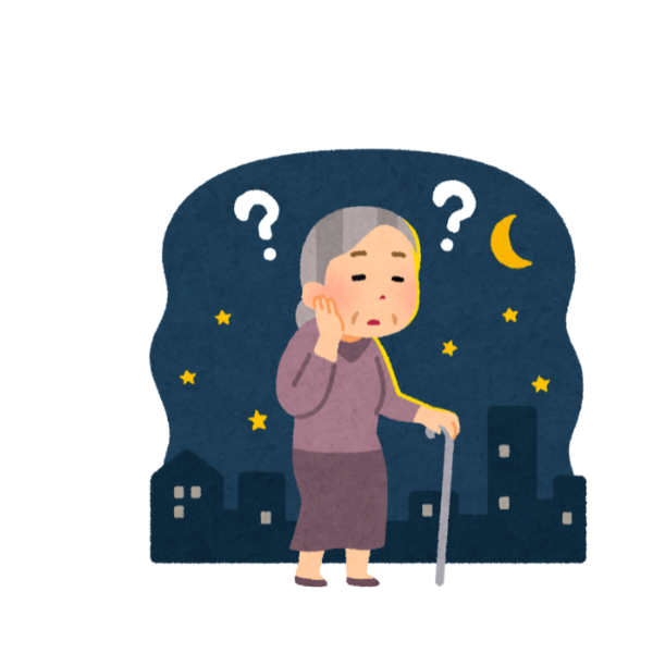 認知症のおばあちゃんが夜中に徘徊しているイメージの画像