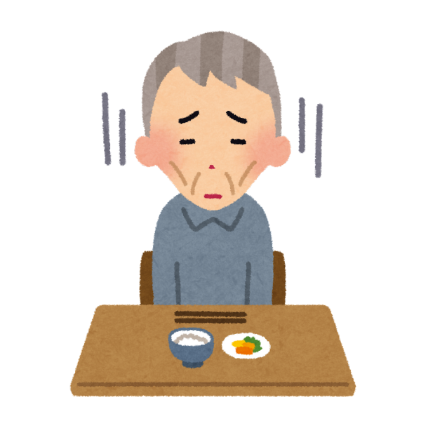 高齢になって食欲が落ちて痩せてしまったおじいちゃんのイメージ画像