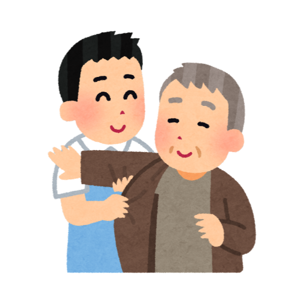 訪問介護の仕事の一つである着替えの補助のイメージ画像