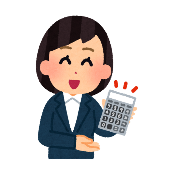 電卓を持って、これから高額介護サービス費について説明しますよという感じの女性のイメージ画像