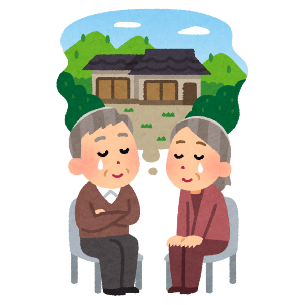 お年寄りが昔のことを思い出して懐かしみながら涙するイメージの画像