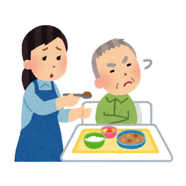 やわらか食、きざみ食にしたことで食べることを嫌がるおじいちゃんのイメージ画像