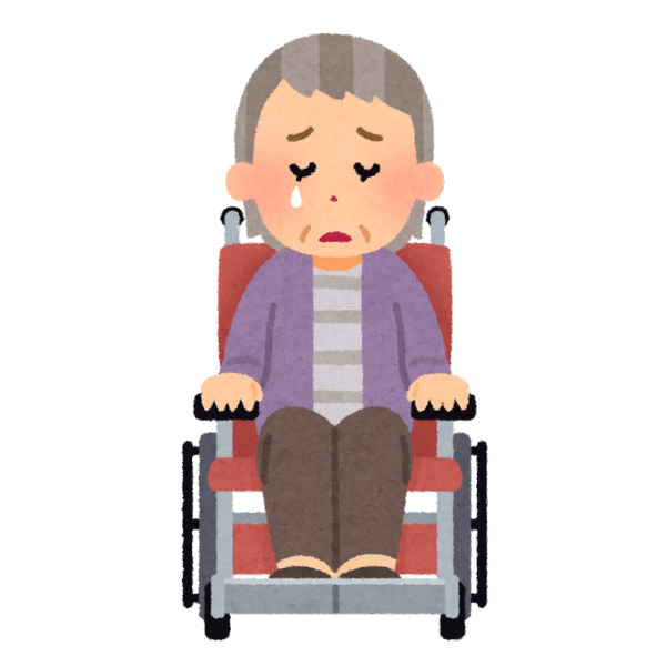 思うように訪問介護サービスを使えないので、お年寄りが悲しむ様子のイメージ画像
