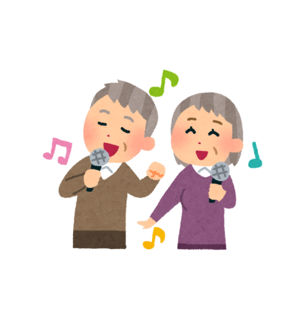 好きなカラオケに勤しむことも高齢者にとって、心の栄養になるというイメージの画像