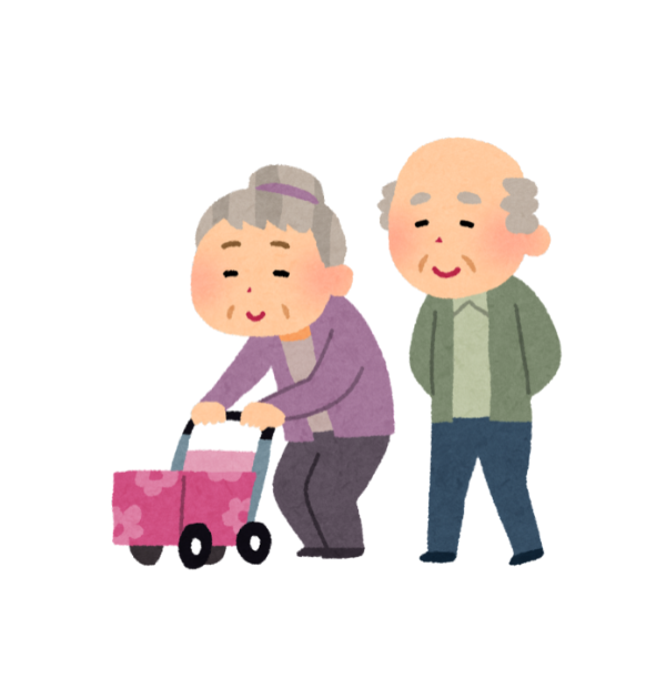 高齢者が便秘予防のために散歩しているイメージ画像