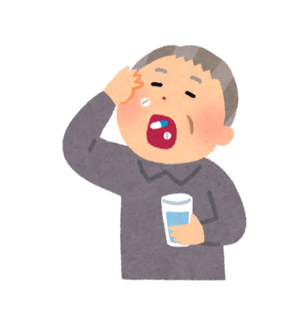 高齢者が認知症の薬を飲むイメージの画像