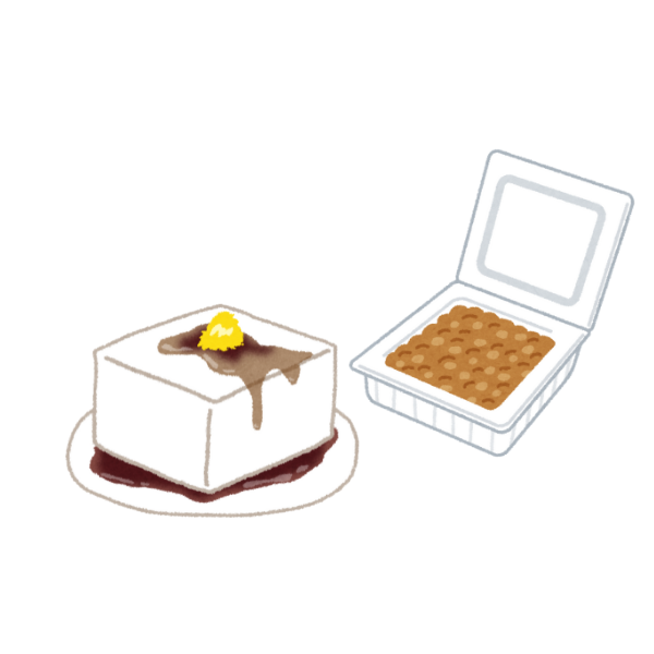 タンパク質の多い豆腐と納豆の画像