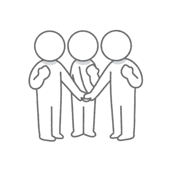 三つの組織が団結するイメージ画像