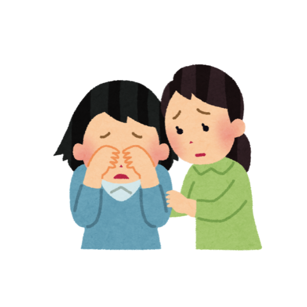 不安でなく女性と宥める女性