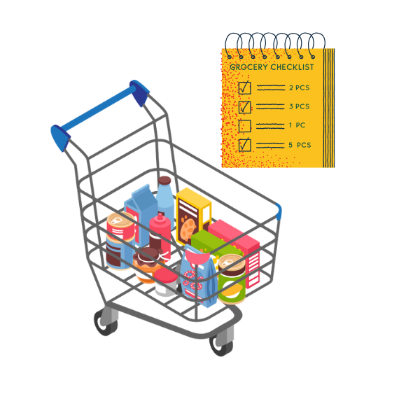 買い物リストを持って買い物に行くイメージの画像