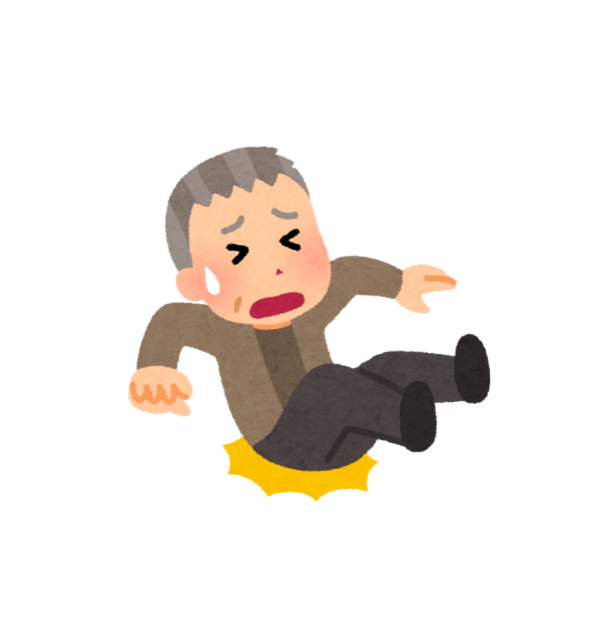 高齢者が転倒している画像