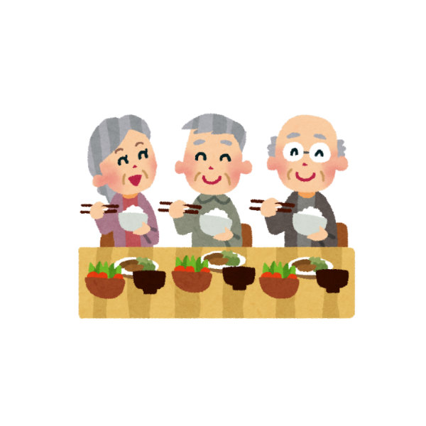 高齢者が共に食事を楽しむ画像