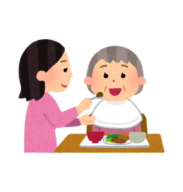 高齢者に介護で食事をさせるイメージの画像