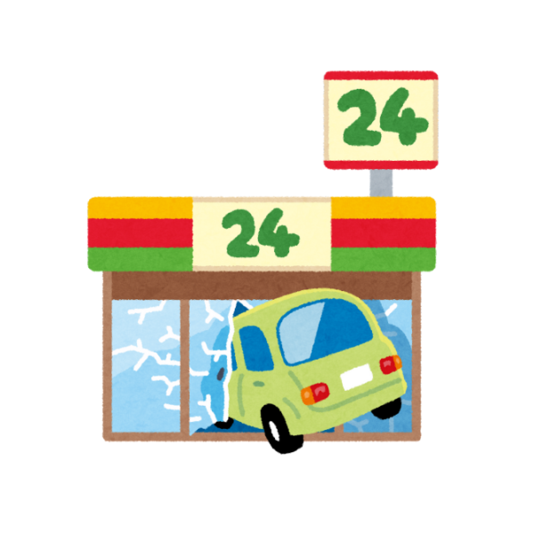 高齢者がコンビニに車ごと突っ込んでいるイメージの画像