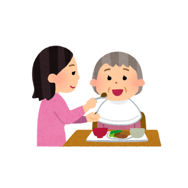 高齢者が食事を食べさせてもらうイメージ画像